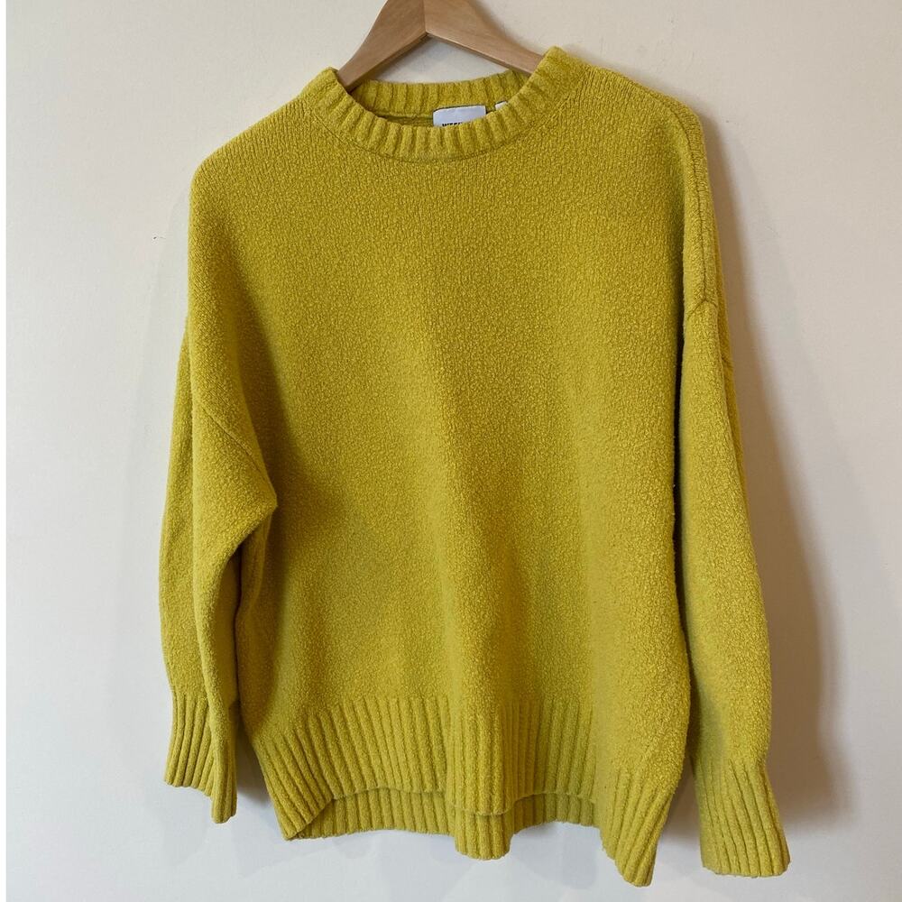 Weekday Long Sleeve Ribbed Knit Pullover Sweater Yellow Women's Size Medium